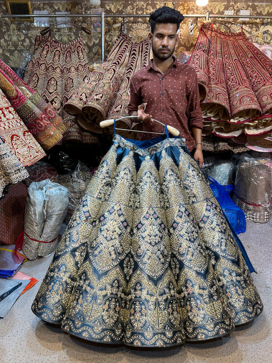 Lehenga azul de diseñador Chandni Chowk Delhi