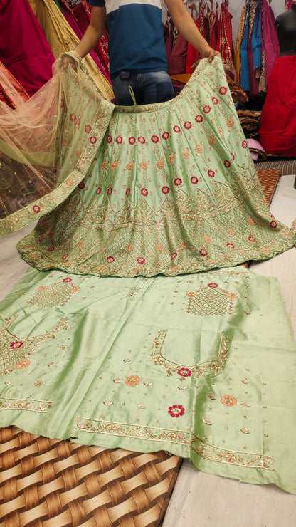 Dabka Handwork Gorgeous Green LEHENGA