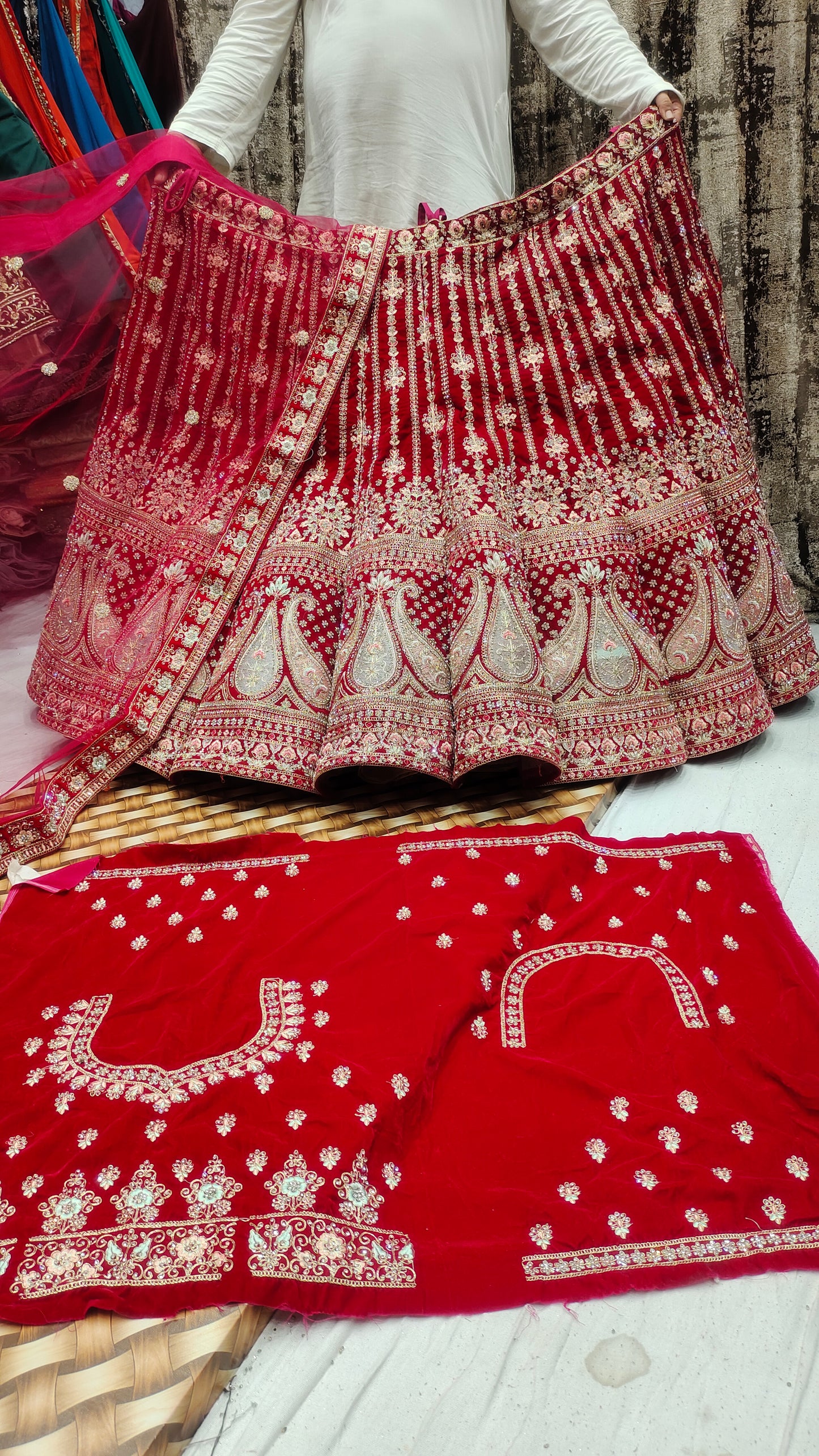 Tremendous Red panel lehenga