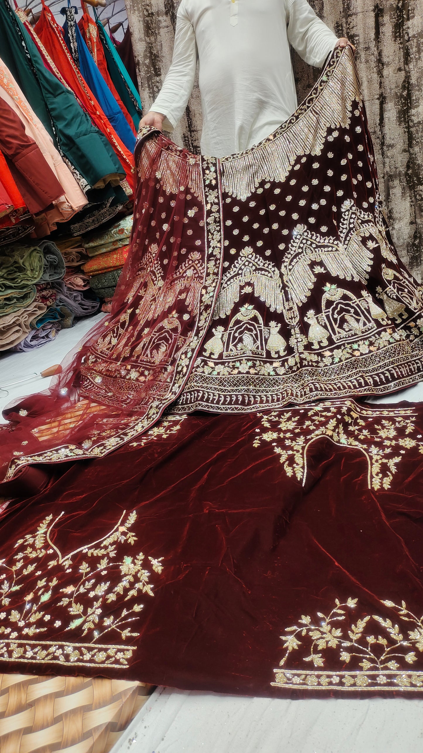 Doli Barat maroon Lehenga