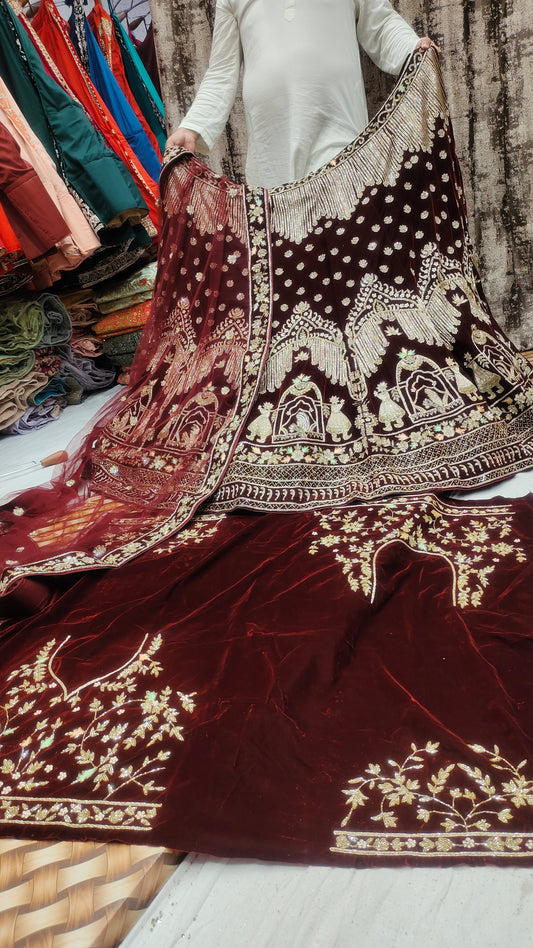 Doli Barat maroon Lehenga