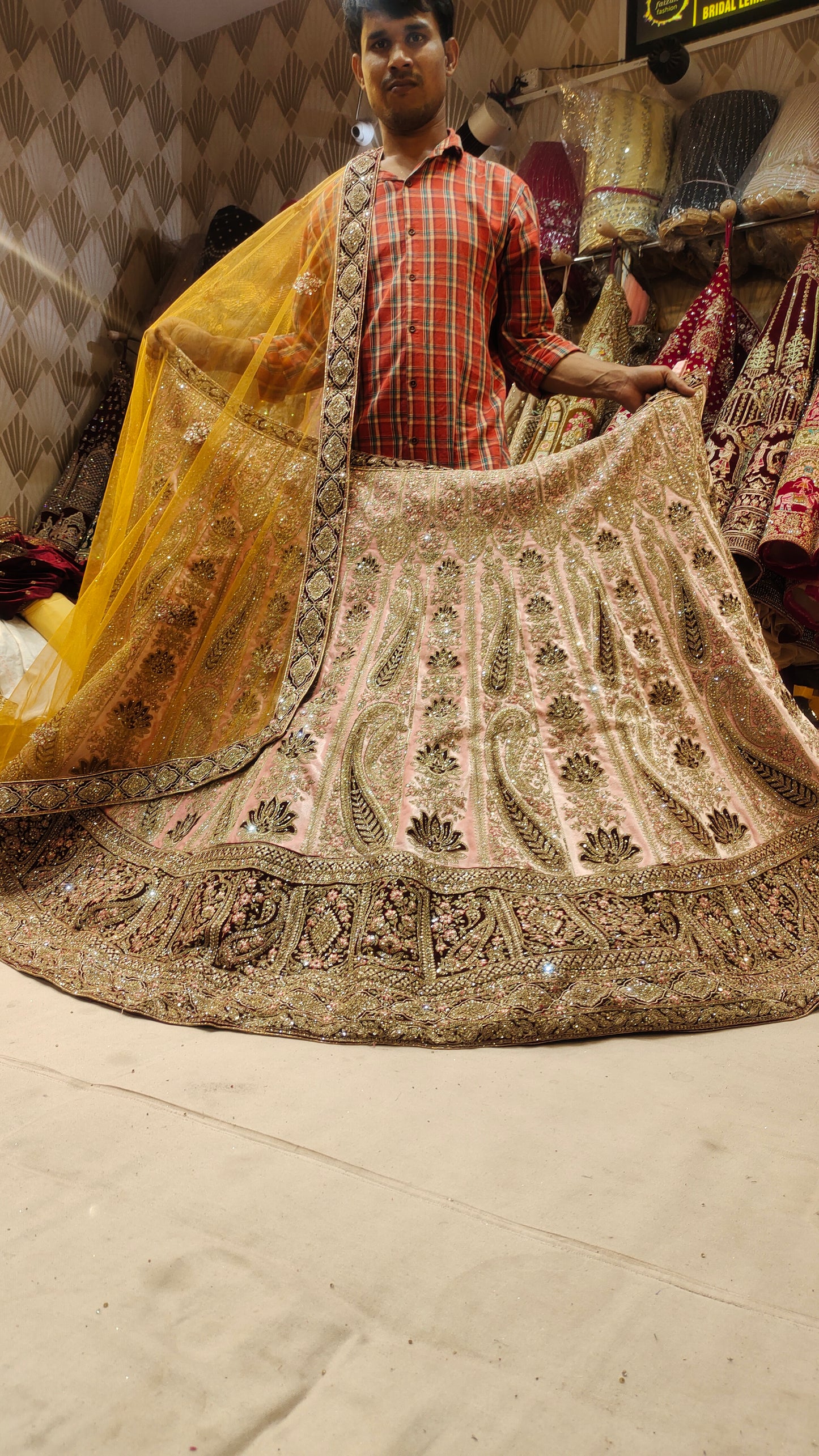 Amazing golden peachLehenga