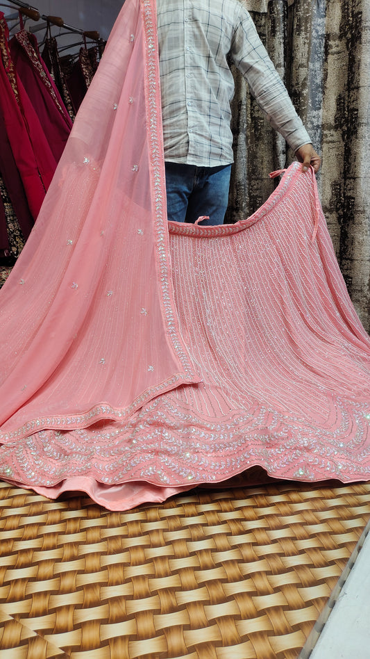 Lehenga rosa fusional