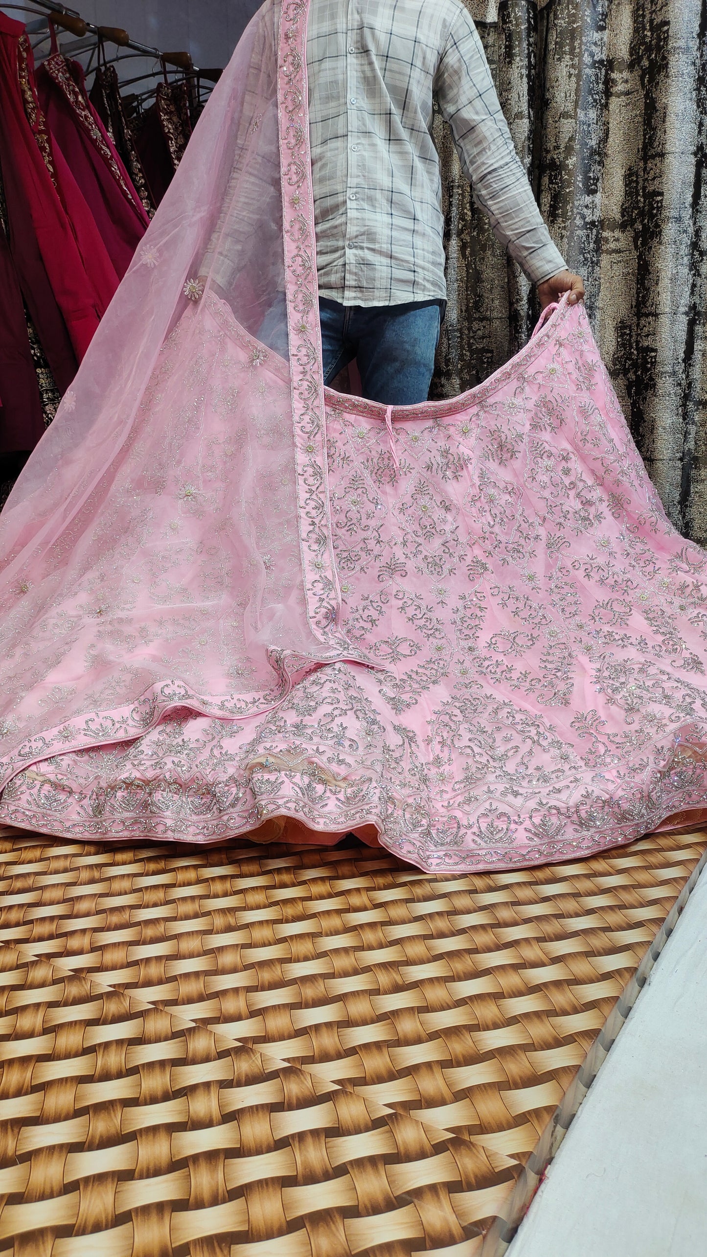 Net dupata Lovely Pink Lehenga