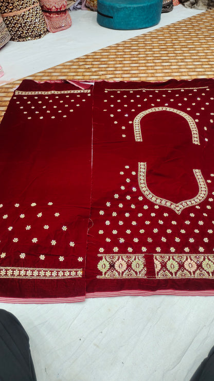 Contrast maroon Bridal LEHENGA