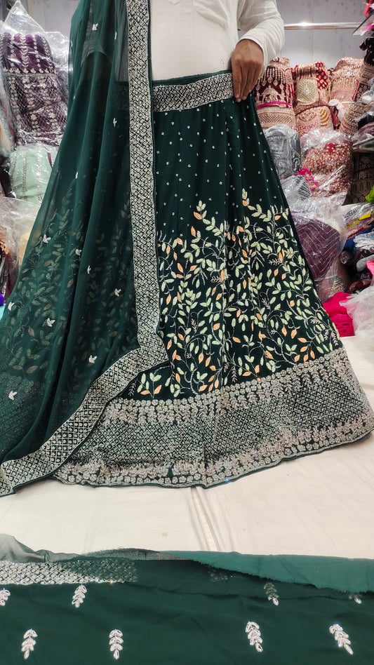 Lehenga verde para fiesta