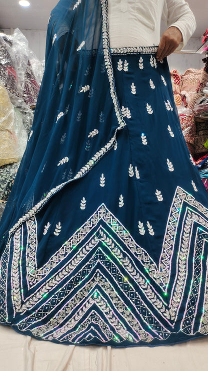 Lehenga de diseñador azul