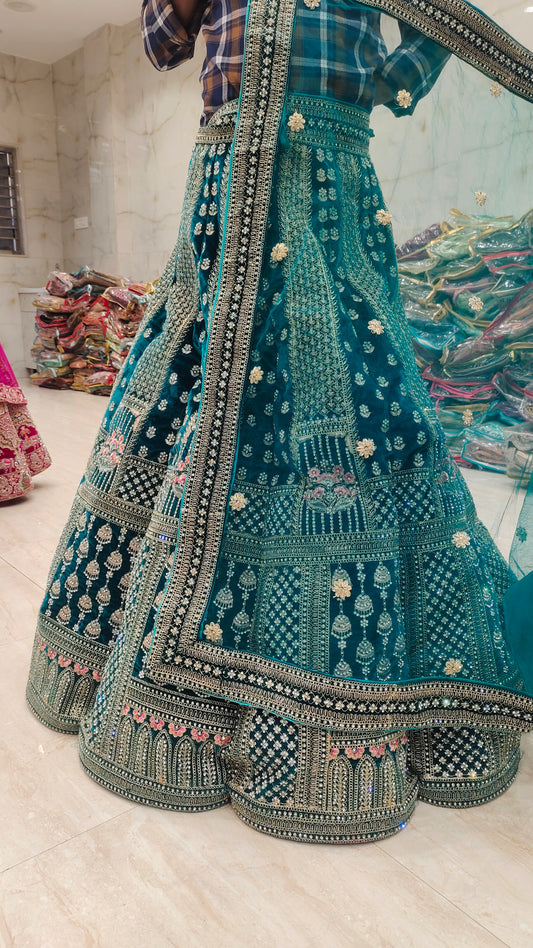 Blue Jhumka ball Lehenga