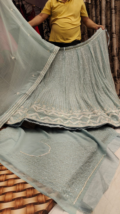 Silver Grey partywear Lehenga