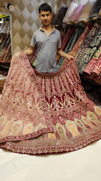 Contrast Red Bridal Lehenga