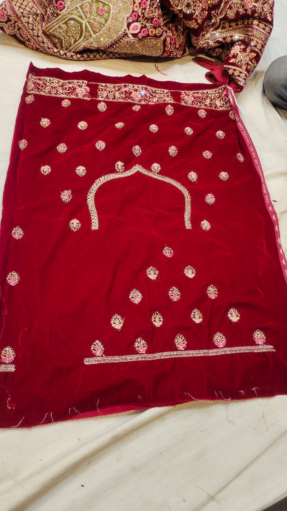 Contrast Red Bridal Lehenga