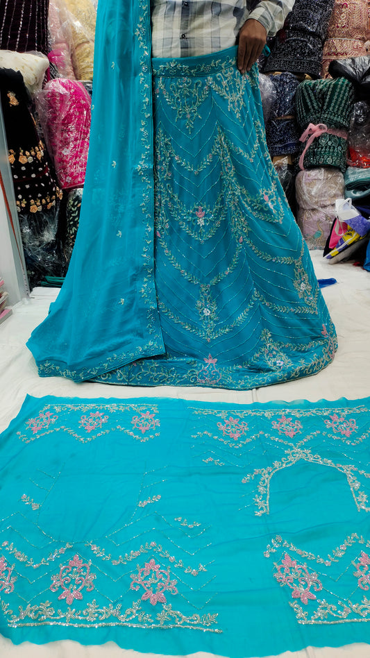 Increíble LEHENGA azul