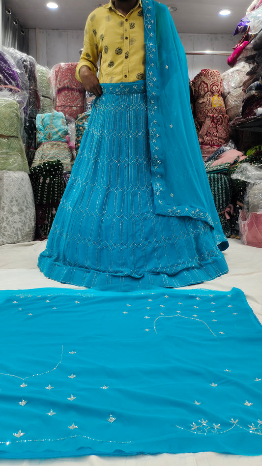 Increíble lehenga azul