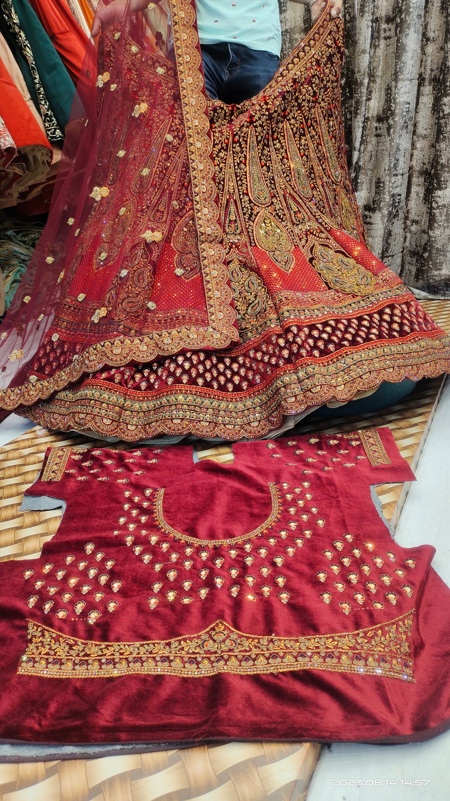 Marwari Maroon Red Heavy LEHENGA