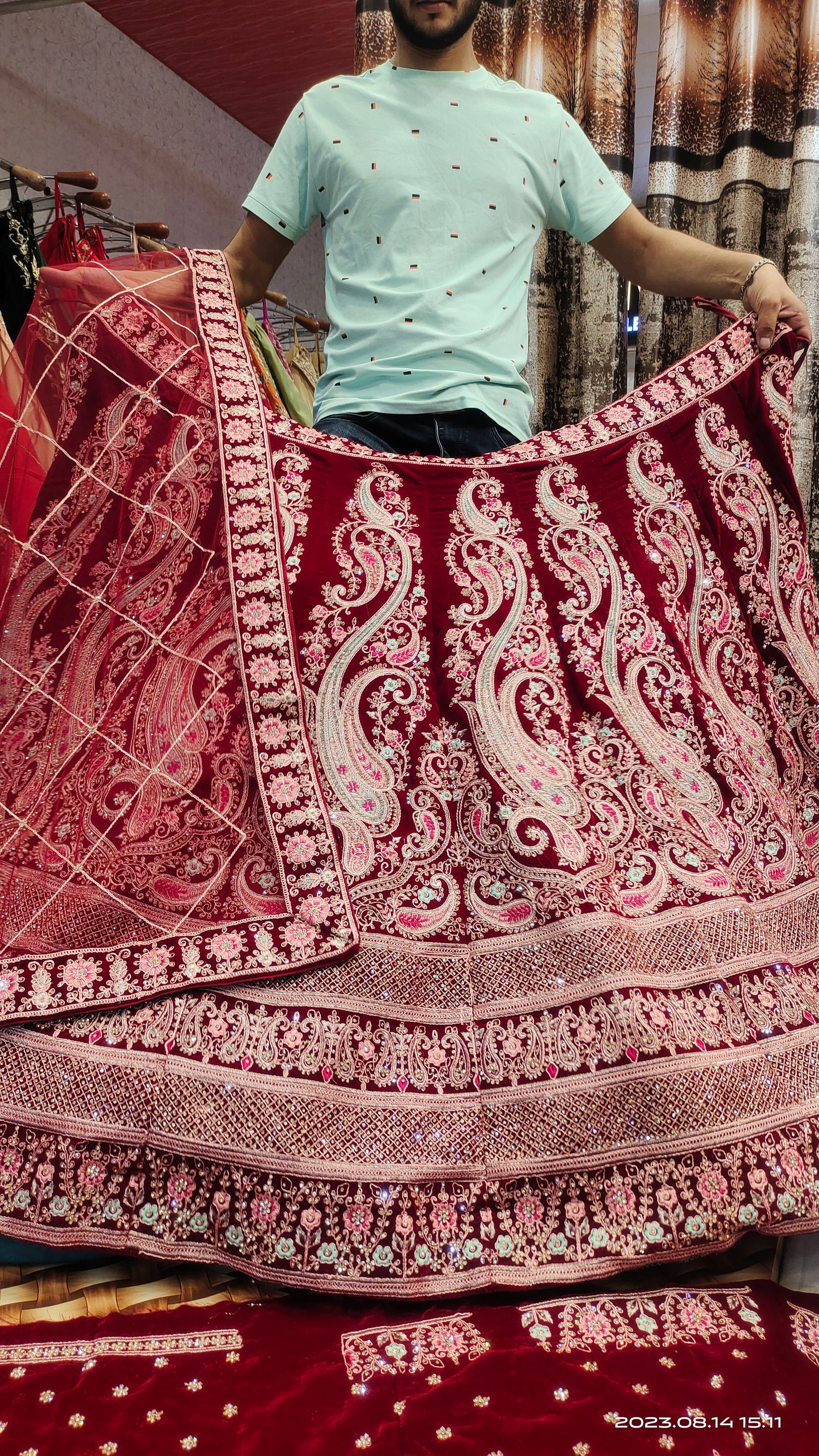 Peacock feather LEHENGA