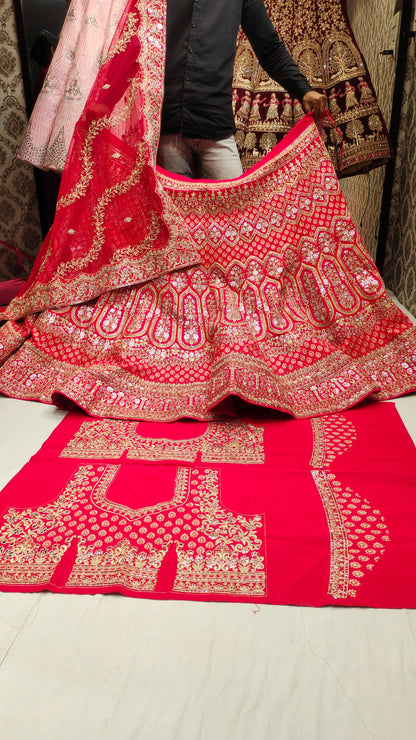 Amazing pink red gotta pati LEHENGA