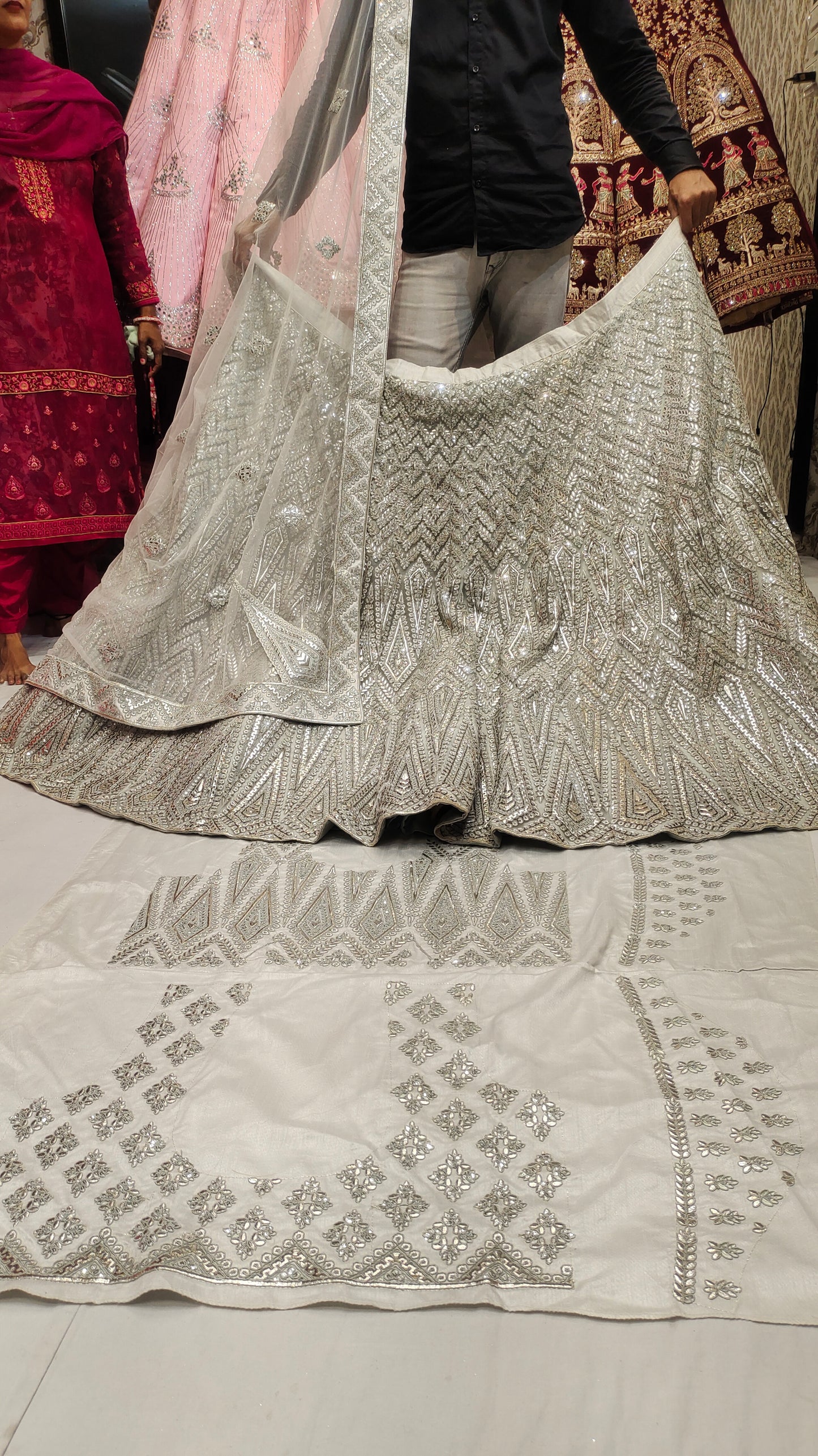 Amazing white silver LEHENGA