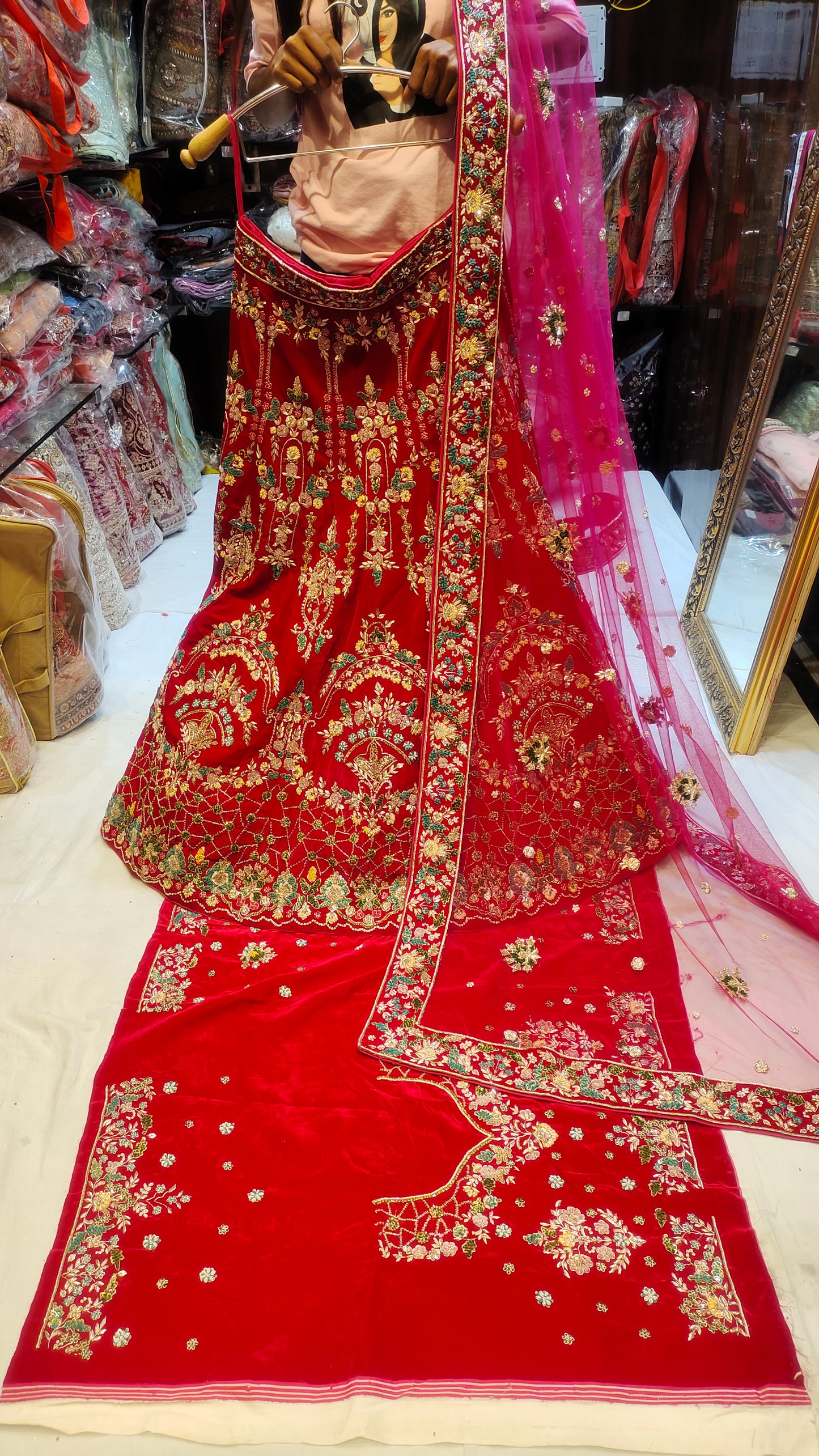 Lovely Bridal handwork red LEHENGA