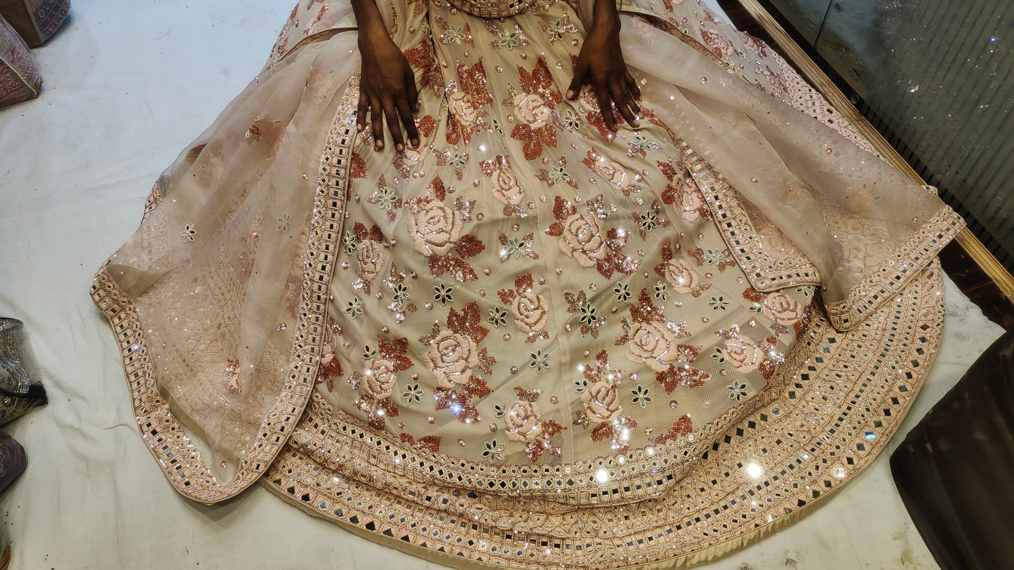 Amazing White Mirror work LEHENGA