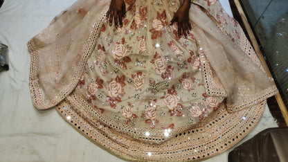 Amazing White Mirror work LEHENGA