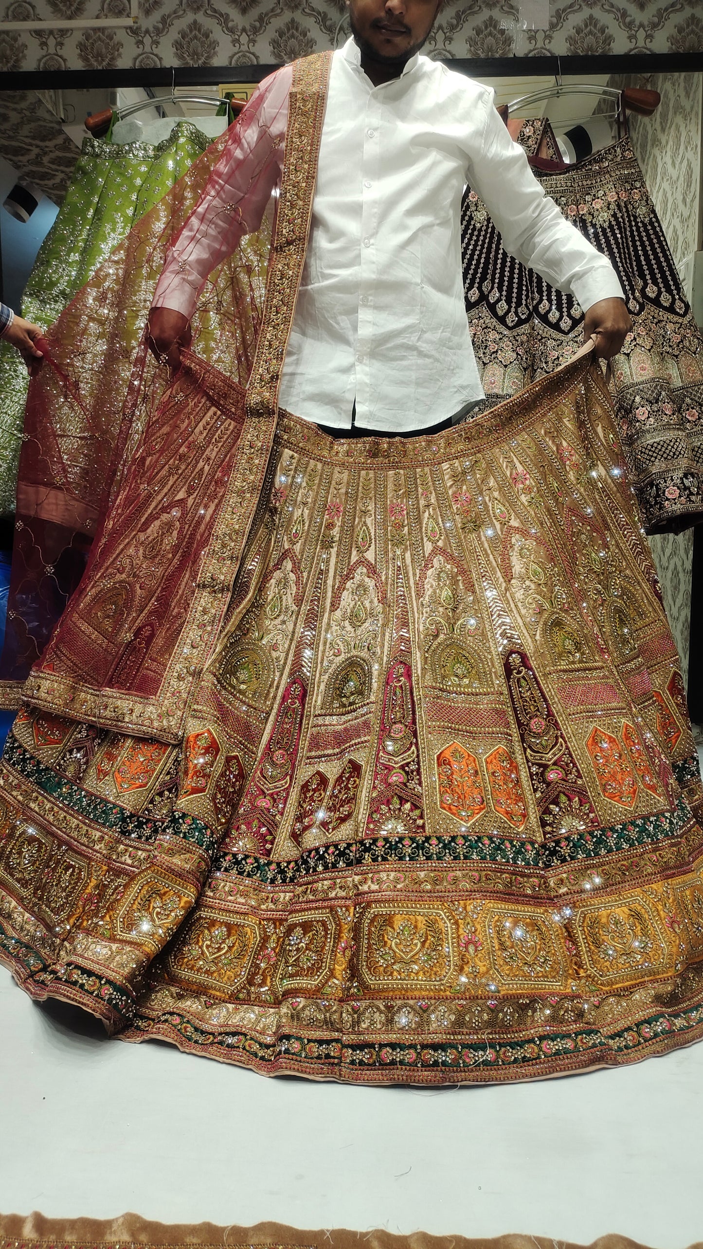 White golden Amazing LEHENGA