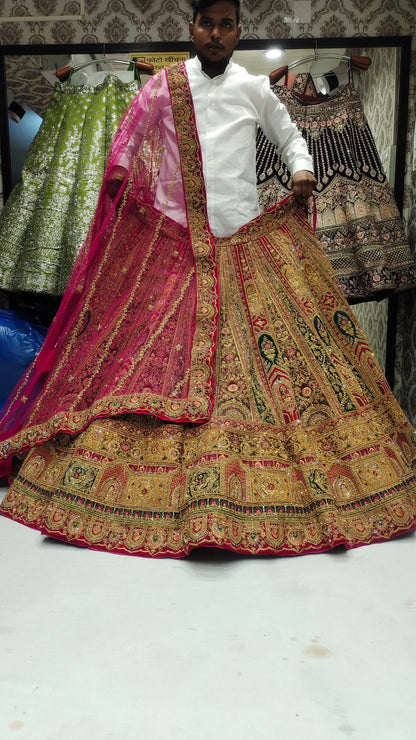 Heavy Bridal maroon LEHENGA