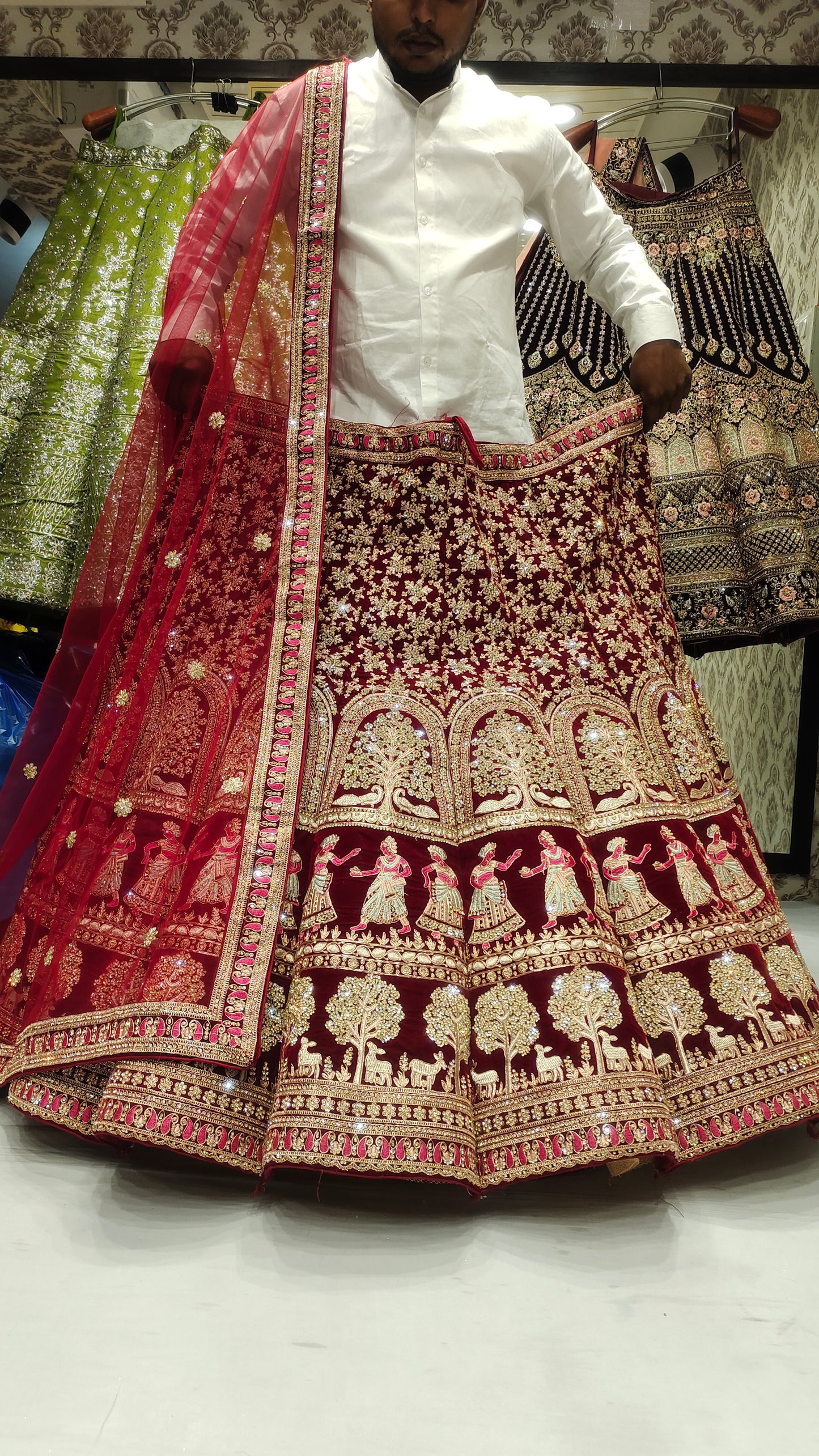 Bridal Maroon DOli barat LEHENGA