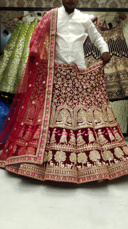 Bridal Maroon DOli barat LEHENGA