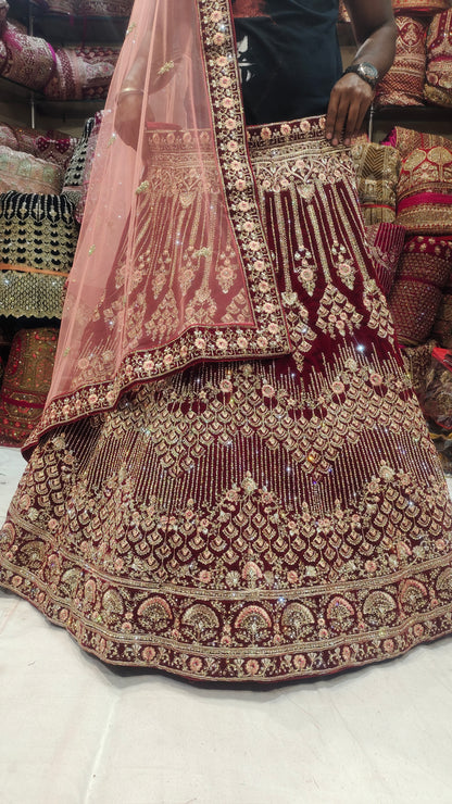 Fancy Cute maroon bridal Lehenga