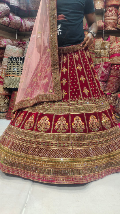 Amazing Red maroon bridal Lehenga