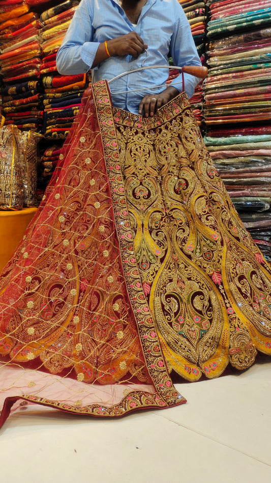 Cut work Bridal royal Lehenga