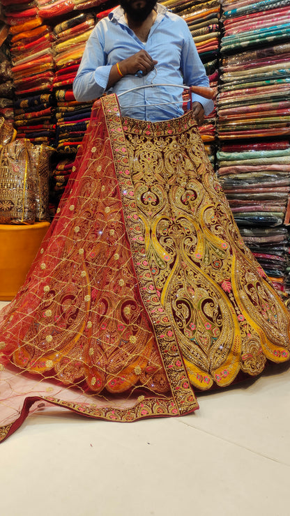 Cut work Bridal royal Lehenga