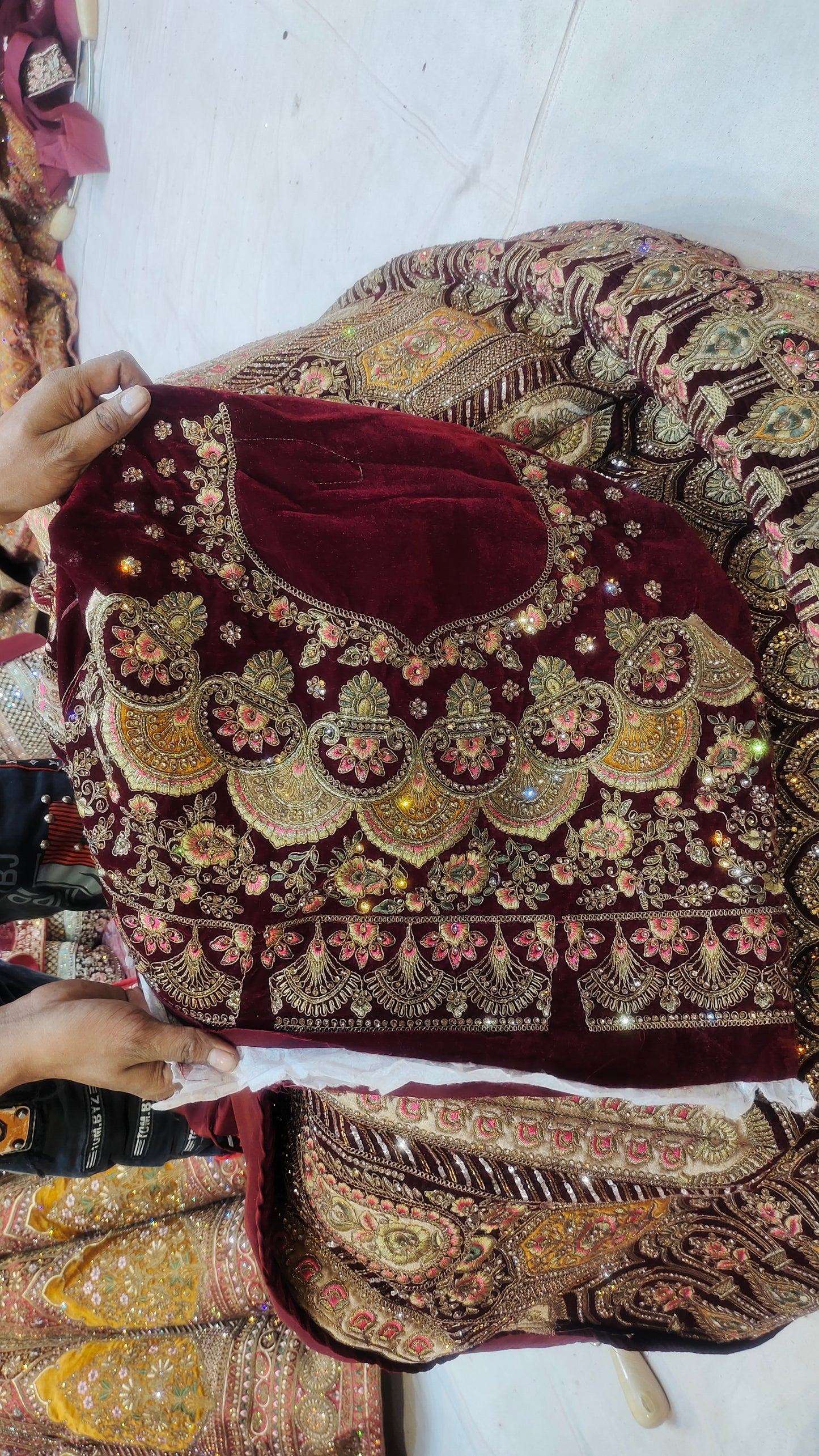 Multi Kali contrast meroon Lehenga