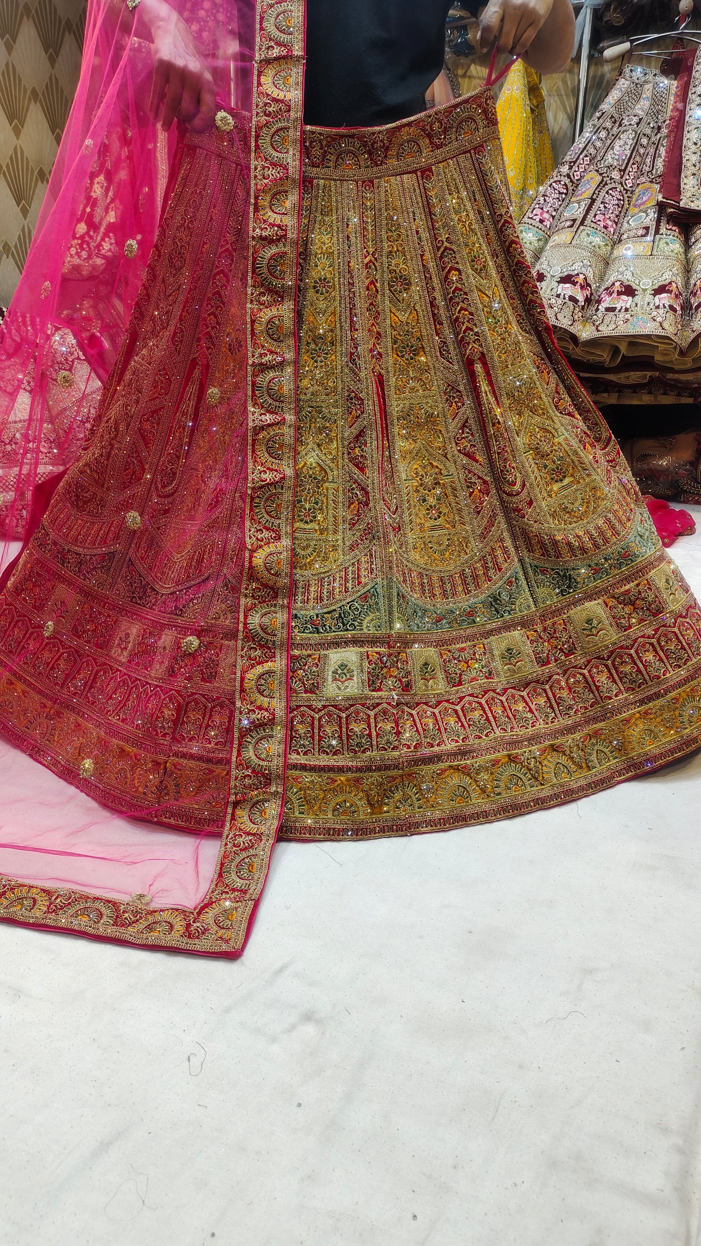 Multi Colour Heavy Bridal contrast Lehenga