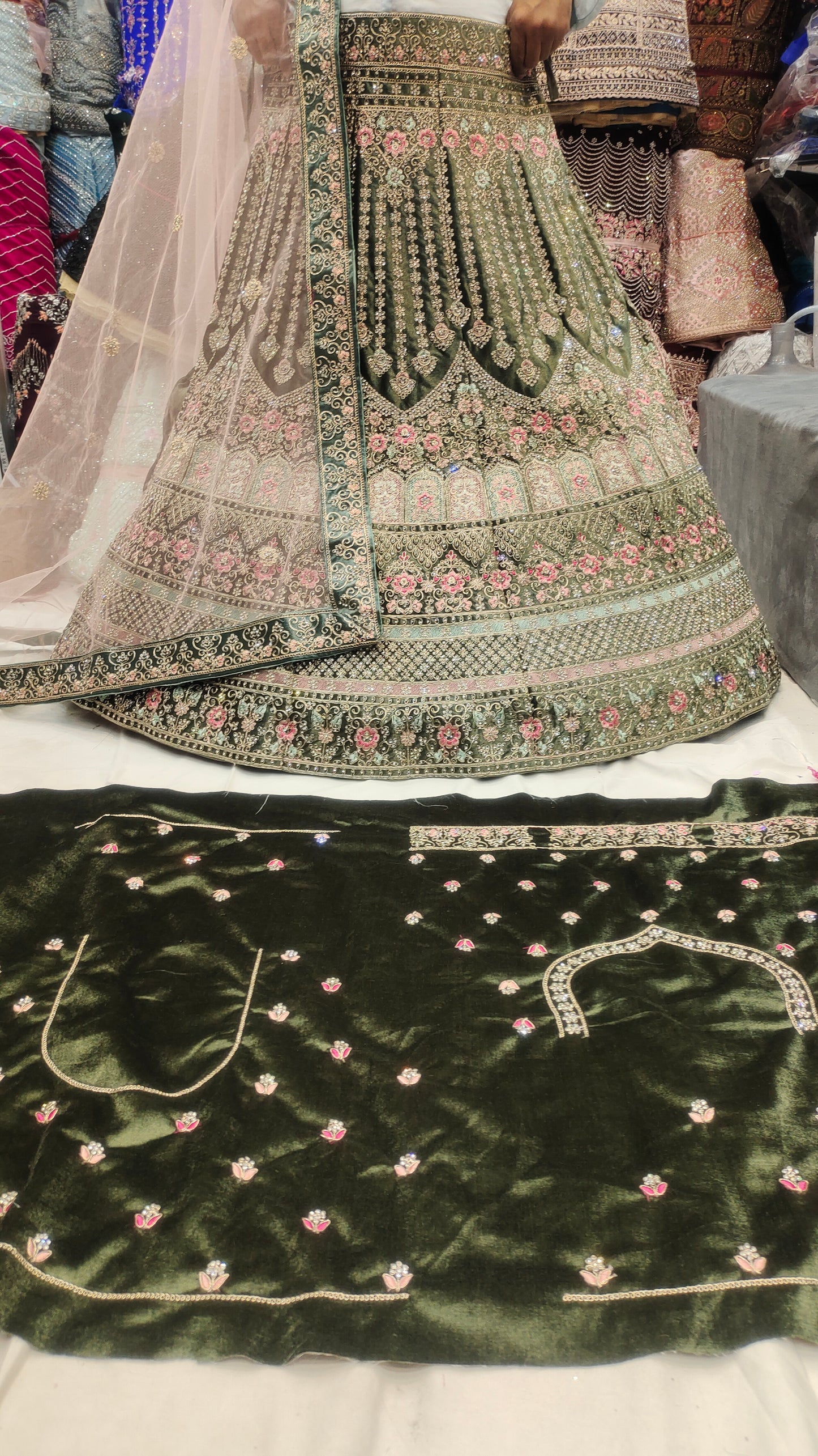 Green Jhumka Lehenga