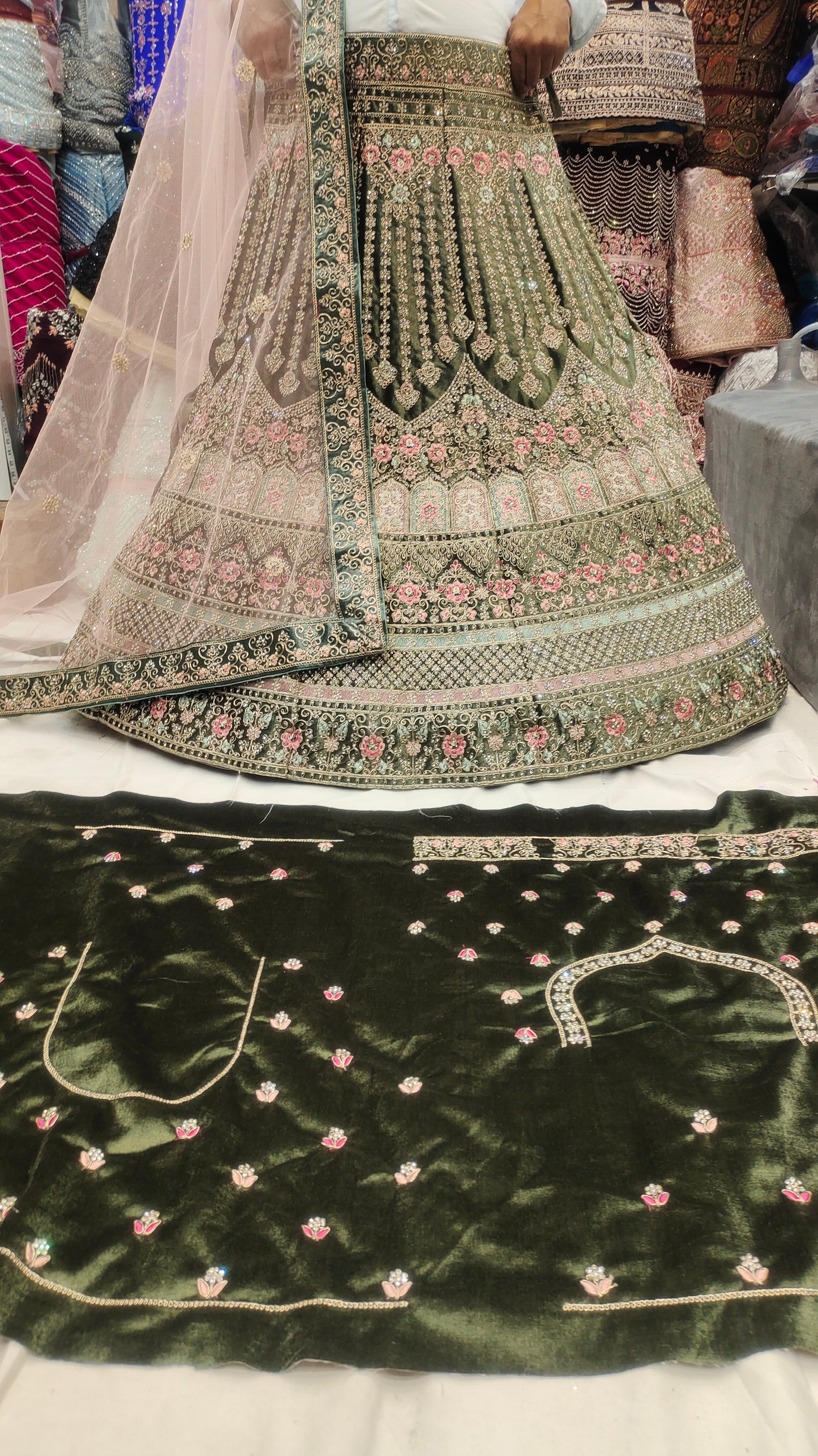 Green Jhumka Lehenga