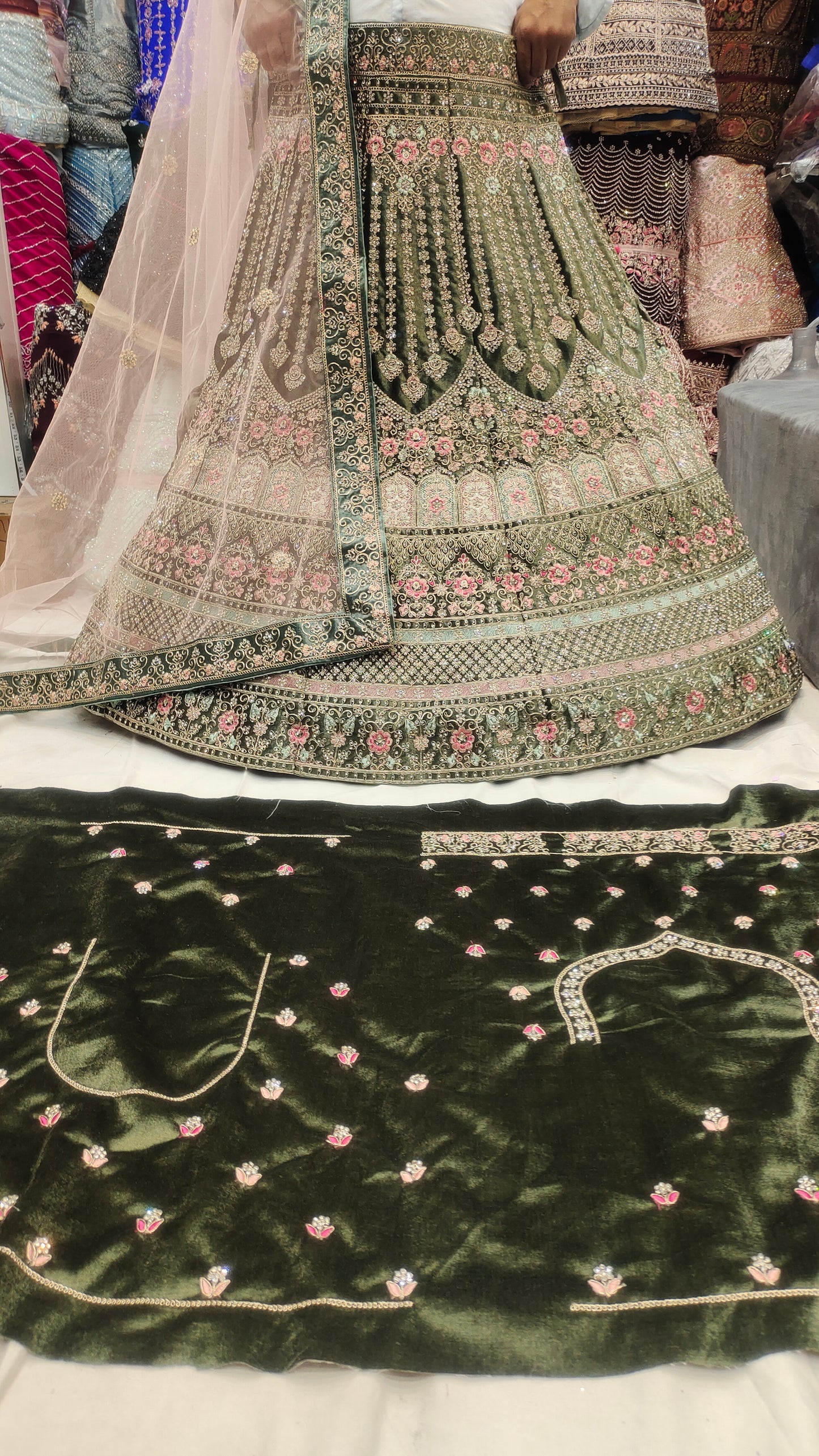 Green Jhumka Lehenga