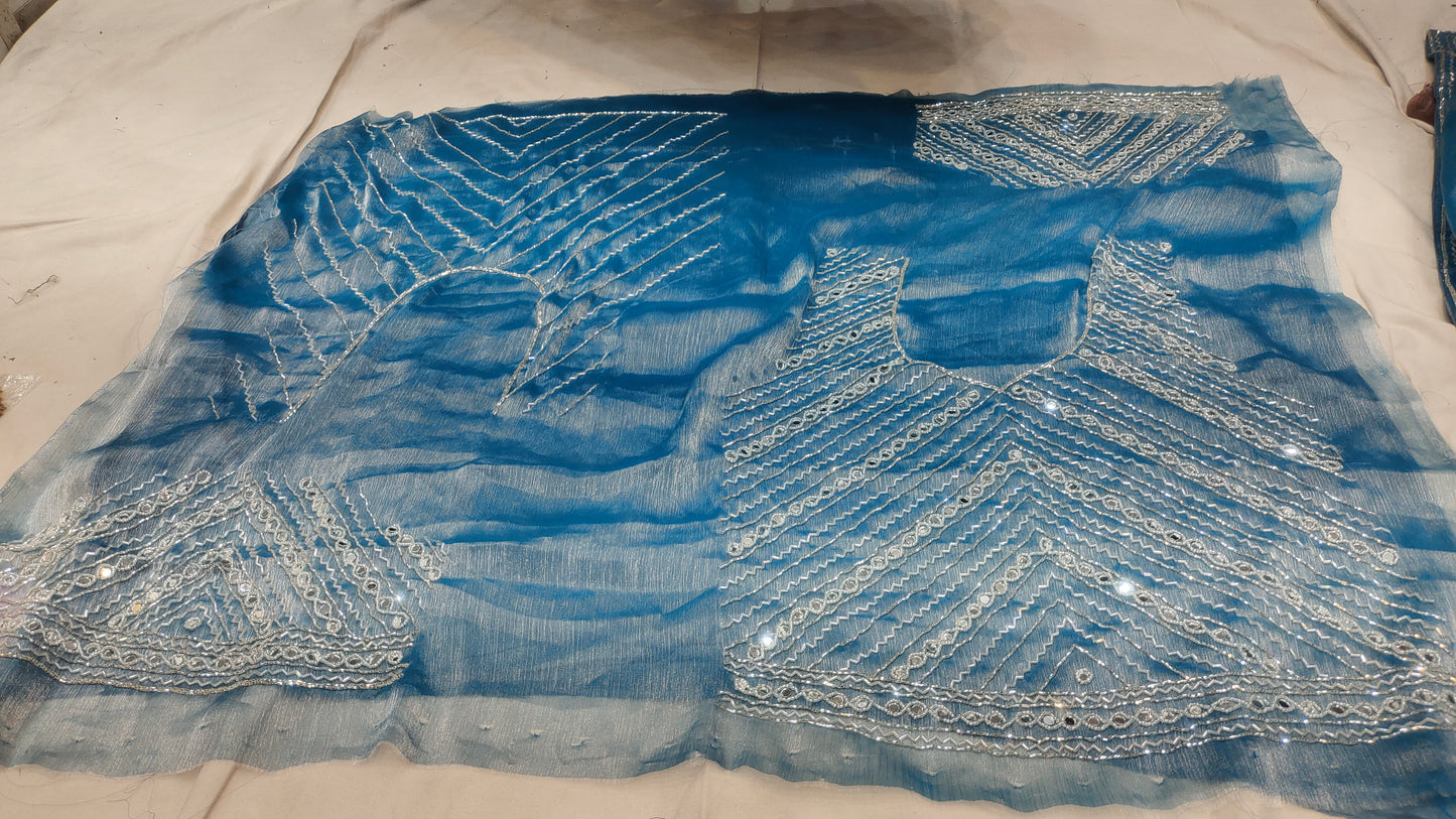 Blue Zigzag Lehenga