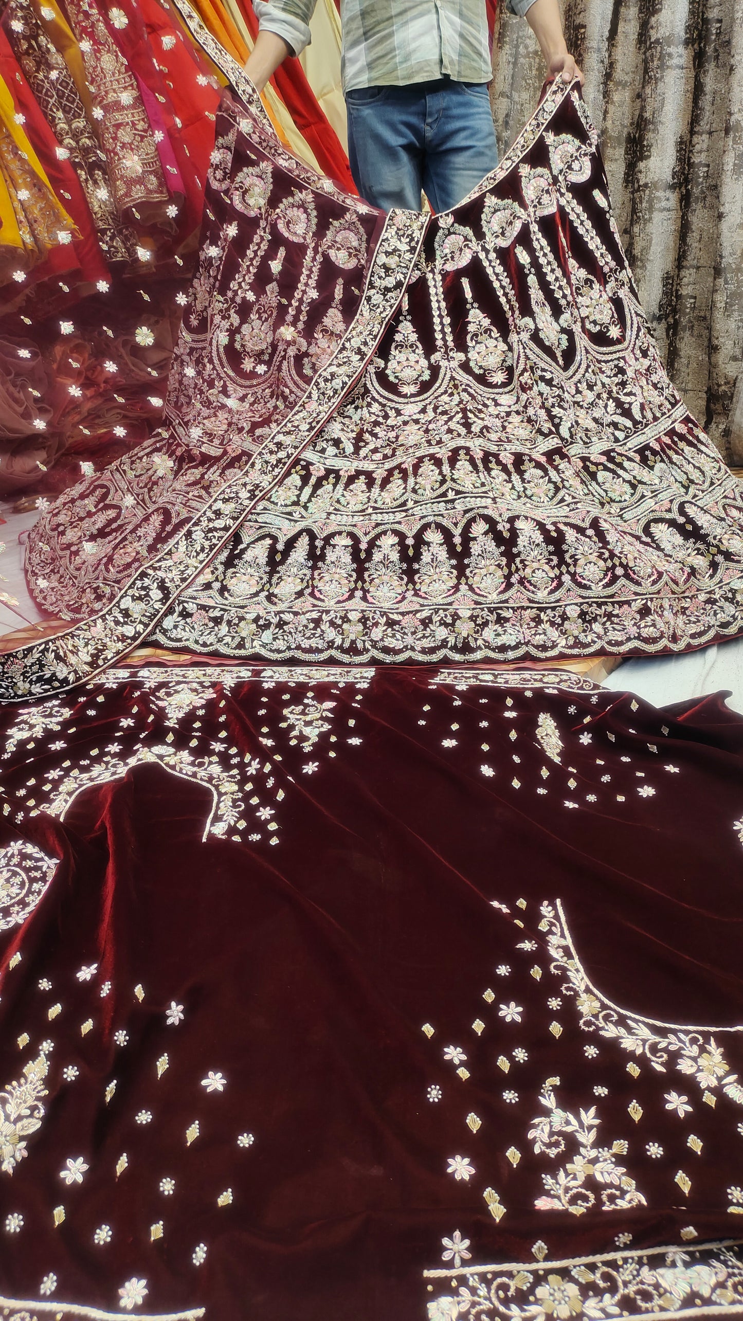 Lavishly Maroon red Handwork Lehenga