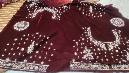 Awesome Maroon red Handwork Lehenga