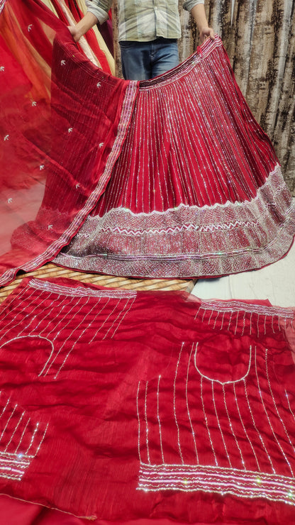 Rolling Red party wear LEHENGA