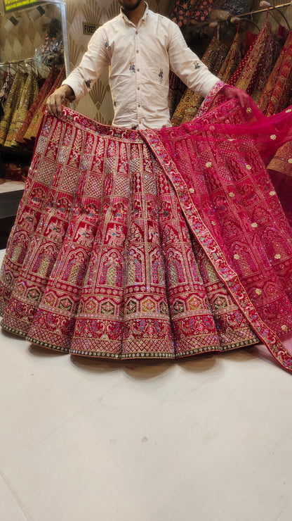 Lavishly red Handwork Lehenga