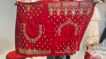 Red Double pattern bridal lehenga