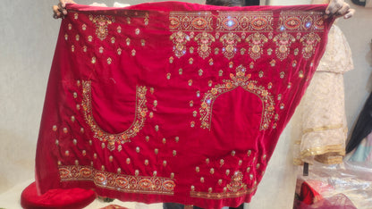 Red Double pattern bridal lehenga