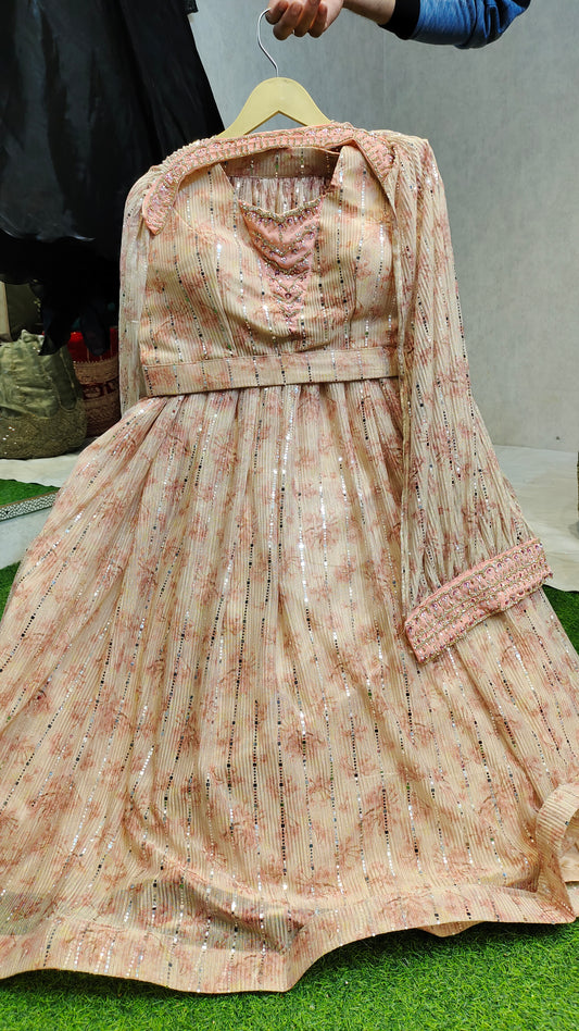 Girlish Crop top peach Lehenga