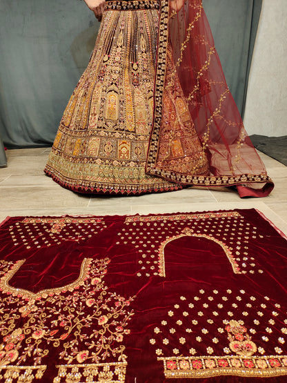 Extraordinary maroon Bridal Lehenga