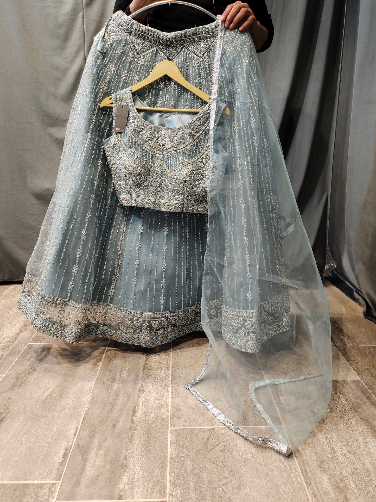 Astonishing grey sky blue  Lehenga