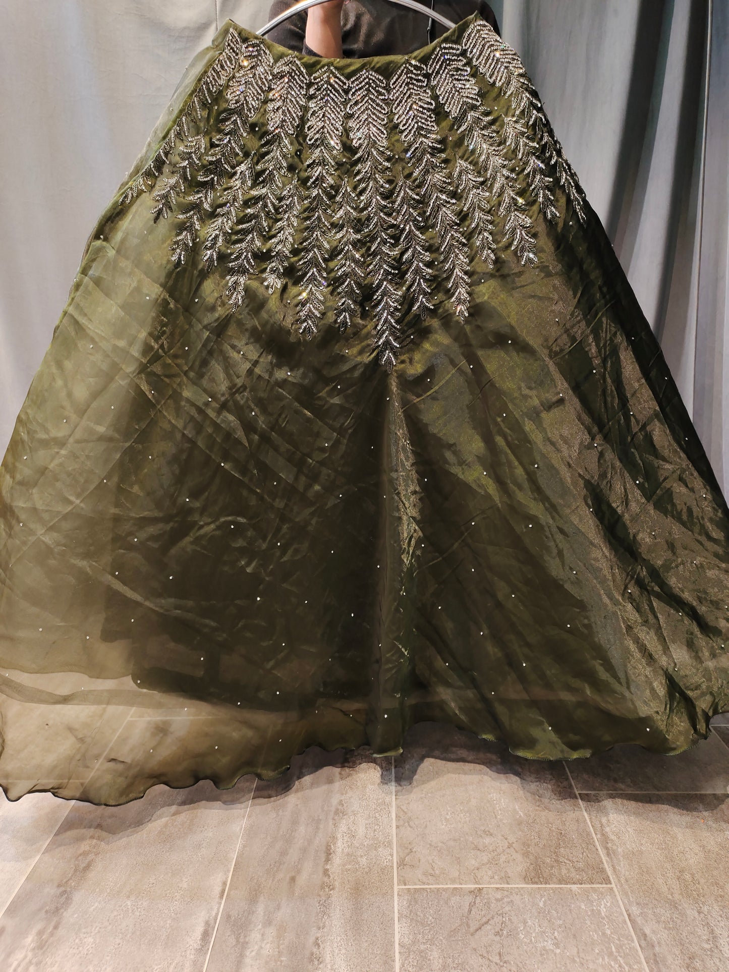 Designer green mehendi Lehenga