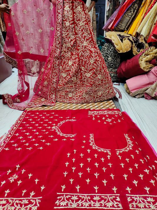 Awesome red handwork Lehenga