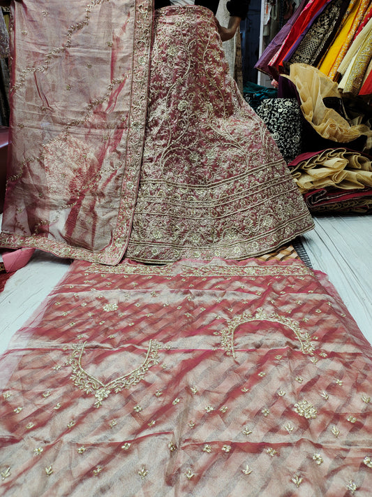 Fabulous white Baby pink Handwork Lehenga